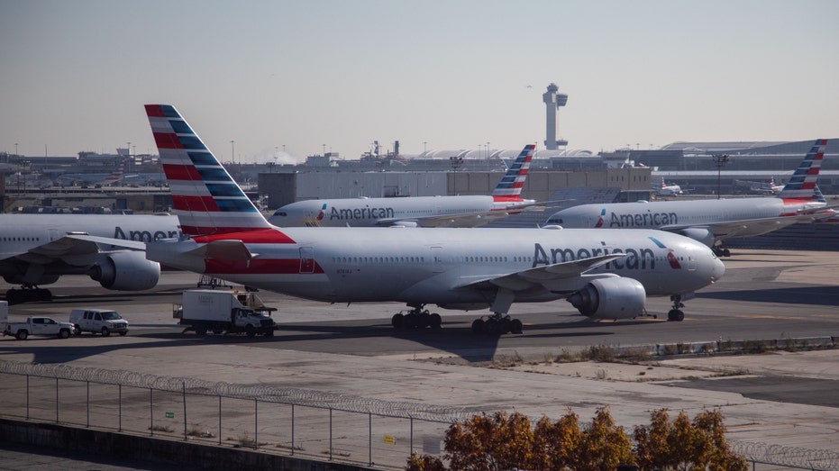 American Airlines airplanes parked at New York's John F. Kennedy International Airport