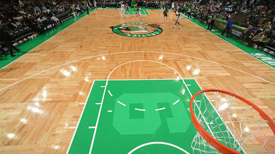 A photo of the Celtics basketball court