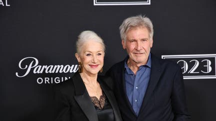 LOS ANGELES, CALIFORNIA - DECEMBER 02: Helen Mirren and Harrison Ford attend the Los Angeles Premiere Of Paramount+s "1923" at Hollywood American Legion on December 02, 2022 in Los Angeles, California. (Photo by Robin L Marshall/FilmMagic)