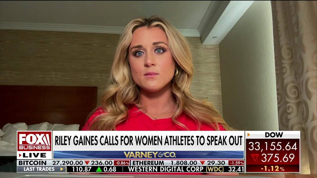 NCAA All-American and former University of Kentucky swimmer Riley Gaines talks putting 'pressure' on celebrity women athletes and the Olympic Committee to speak on unfair physical advantages with transgender competitors.