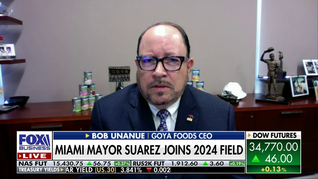 Goya Foods CEO Bob Unanue joined ‘Mornings with Maria’ to discuss Miami’s Mayor Francis Suarez joining the crowded GOP presidential candidate field ahead of the 2024 election.