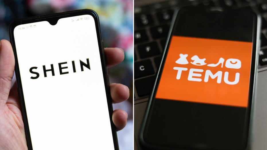 Shein and Temu logos on phones 