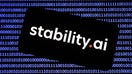 Stability AI logo displayed on a phone screen and a binery code displayed on a laptop screen are seen in this illustration photo taken in Krakow, Poland on February 7, 2023. 
